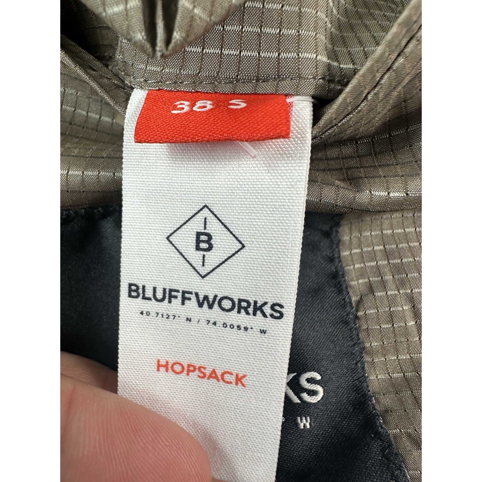 Bluffworks Tan Performance Hopsack Mens Sportcoat Size 38s Slim Nwt — image 6 of 8